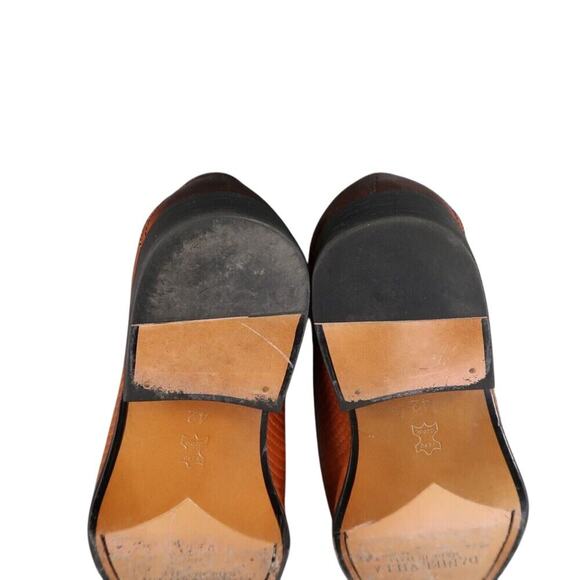 Daniel Villa Shoes Men 42 Oxford Classic Embossed Leather Burnished Formal Brown main image 7